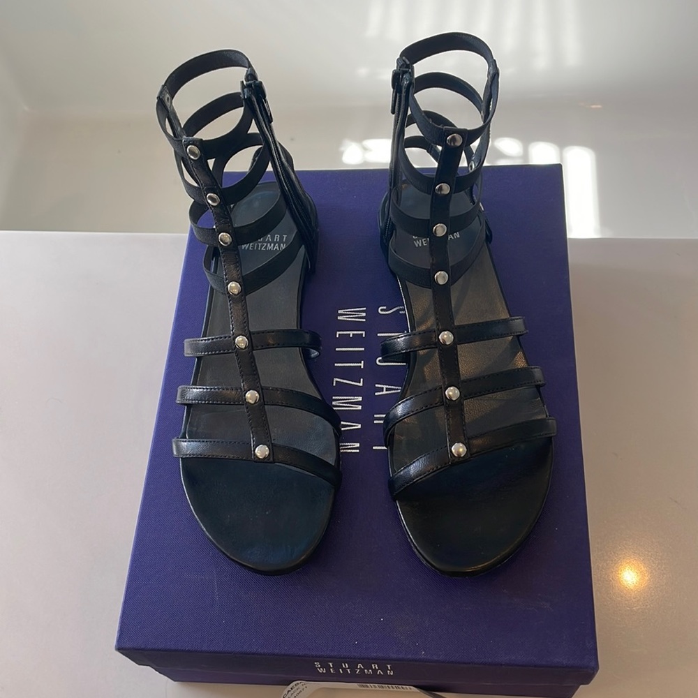 Stuart Weizmann Caesar black Napa sandles suze 7
